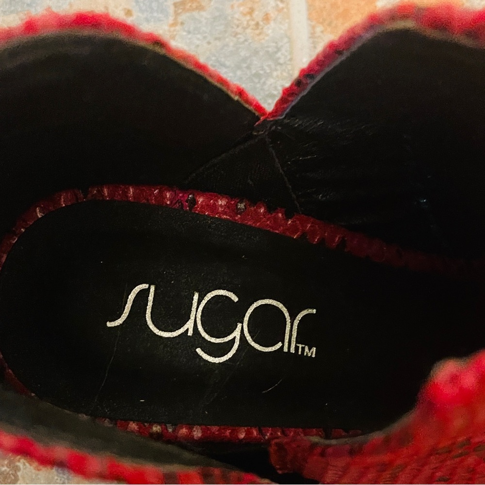 Nwot! Gorgeous Sugar Split Side Python Red & Blac… - image 3